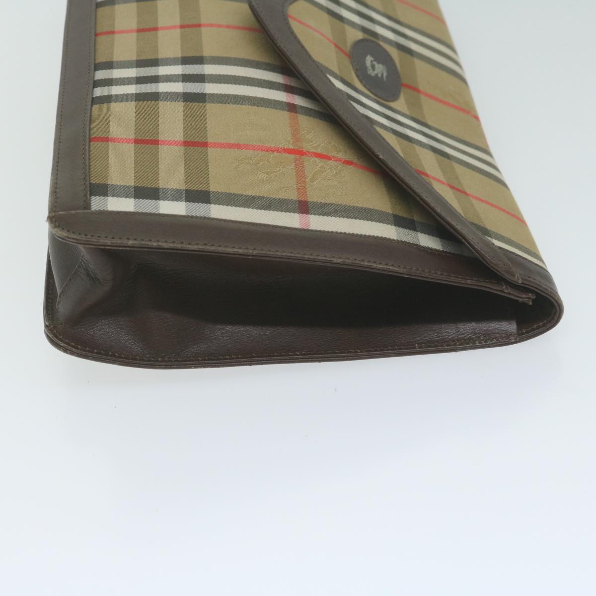 Burberry Luxury ss Nova Check Clutch Bag Auth Ac2675 Canvas Nylon Beige