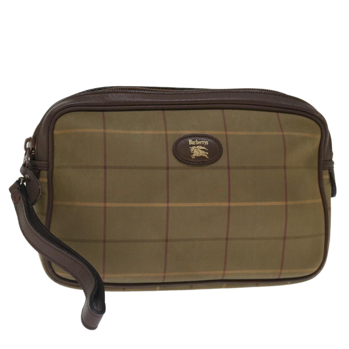 Burberry Luxury ss Nova Check Clutch Bag Auth Ac2857 Canvas Beige