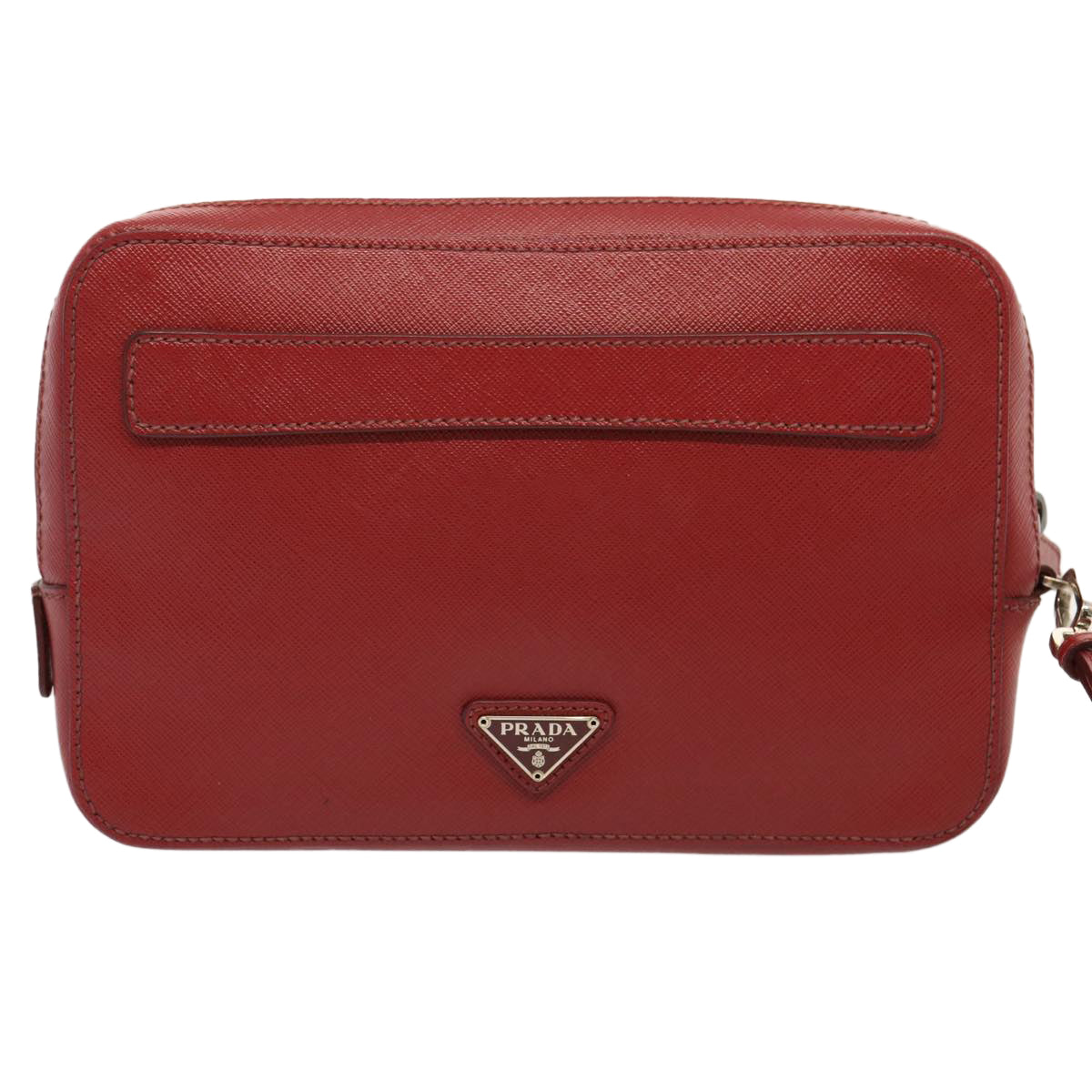 Prada Safiano Clutch Bag Auth Leather Red