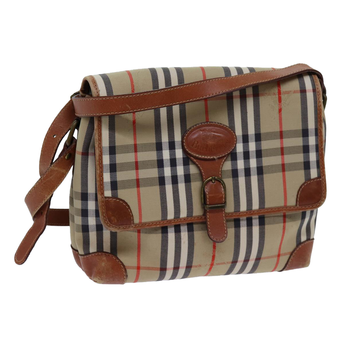 Burberry Luxury ss Nova Check Shoulder Bag Auth Ac2921 Canvas Beige