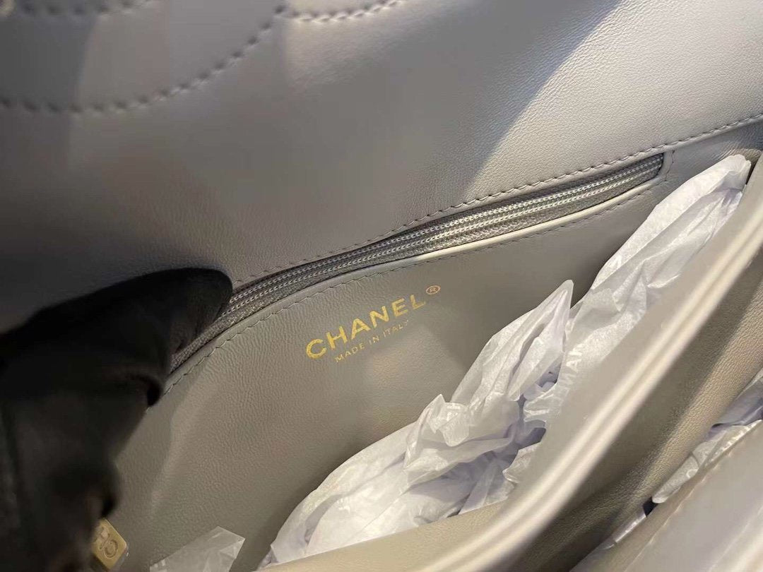 CHL Classic Toned Hardware 9.8in Gold Grey Flap Handbag