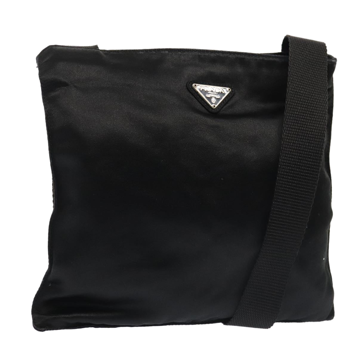 Prada Shoulder Bag Auth Satin Black Silver