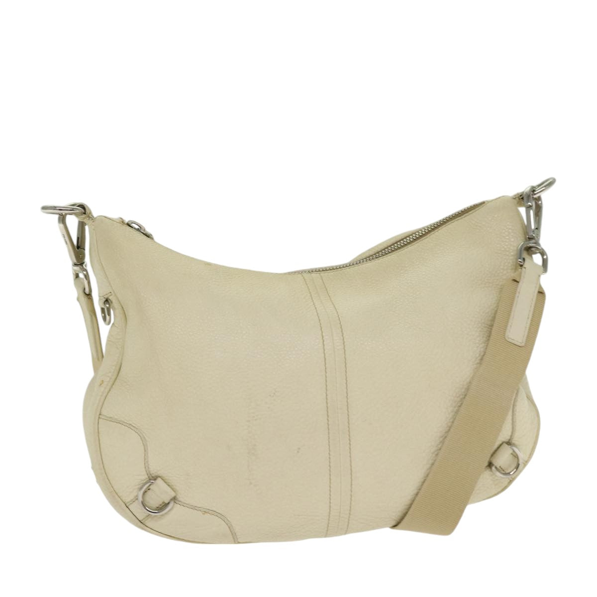 Prada Shoulder Bag Auth Leather White Silver