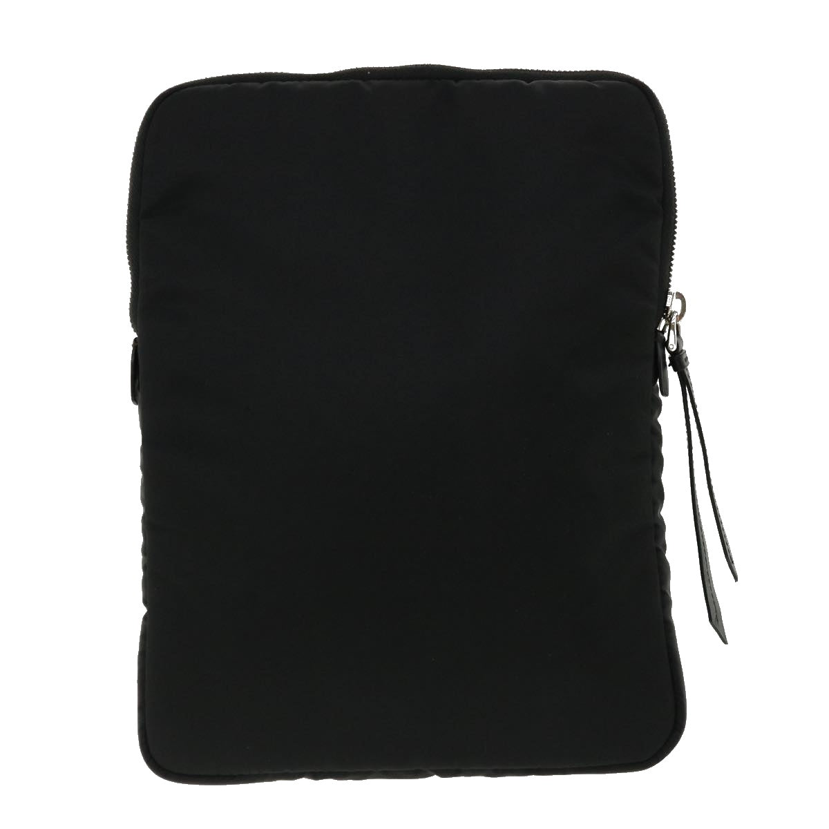 Prada Clutch Bag Auth Leather Nylon Black