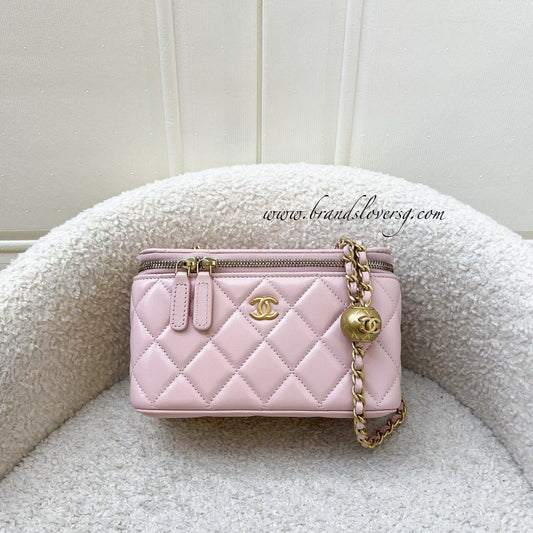 Chanel Pearl Crush Adjustable Chain Small Vanity in Light Pink Lambskin and AGHW