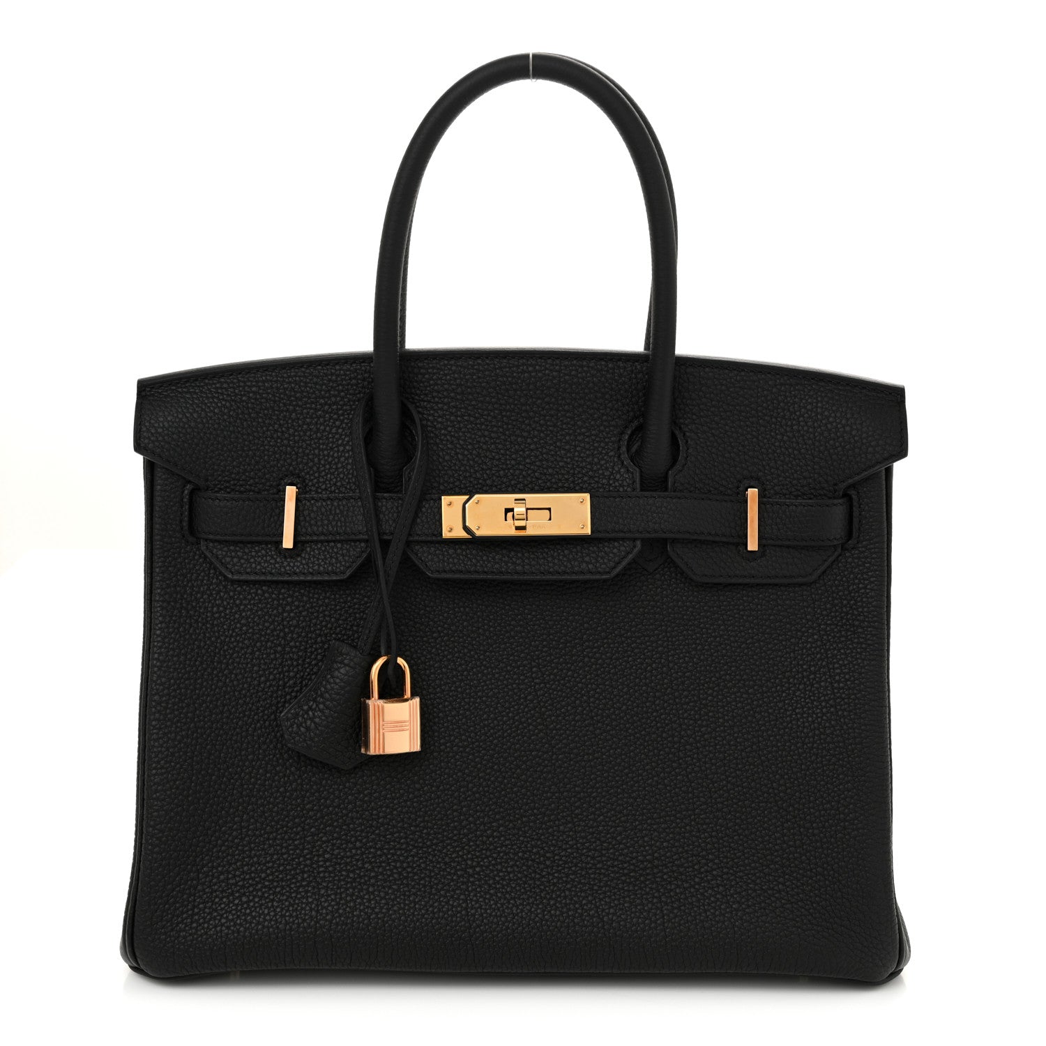 Hermes Togo Birkin Handbag Black Travel Bag 30 Black 1739068