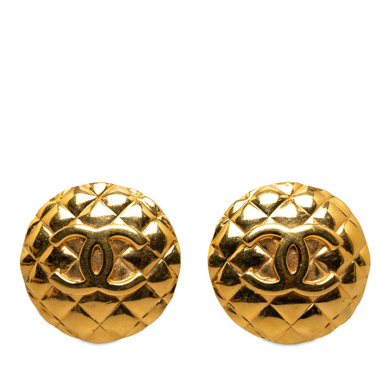 Chanel Gold-Plated Coco Mark Matelasse Earrings Jewelry