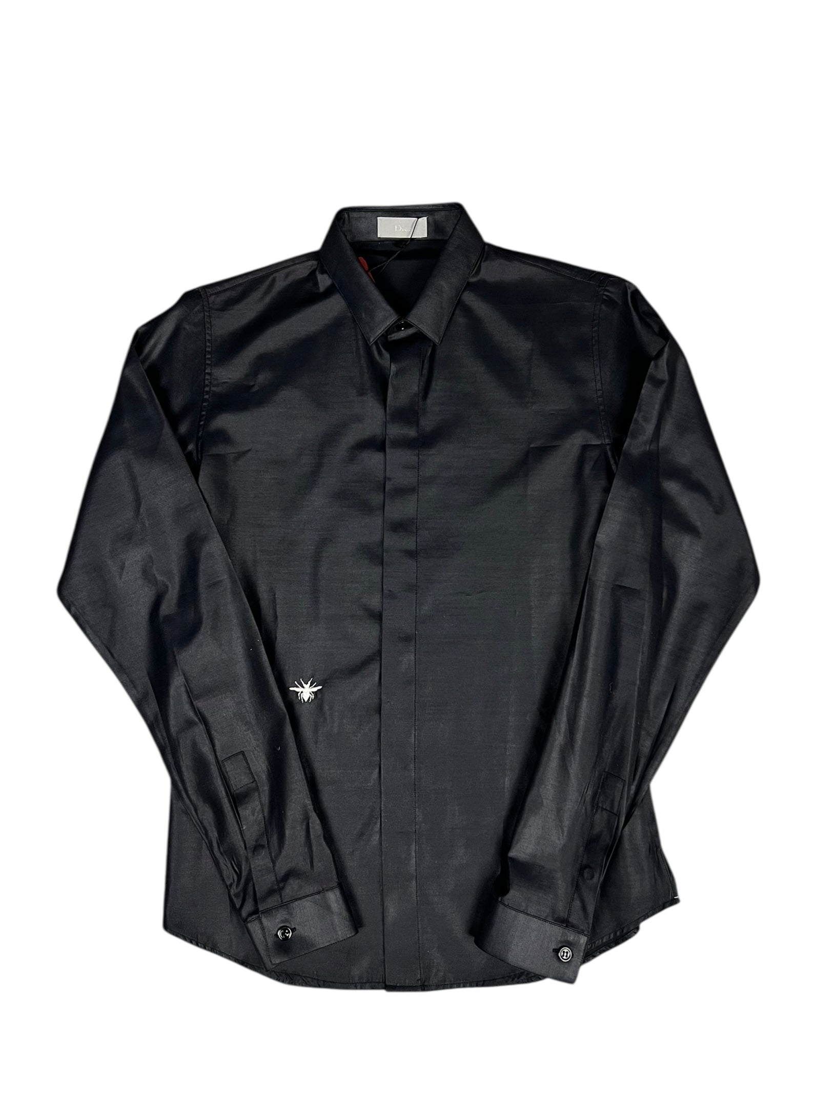 Dior Handbag Christian Bee Polyester Button-Up Shirt Black