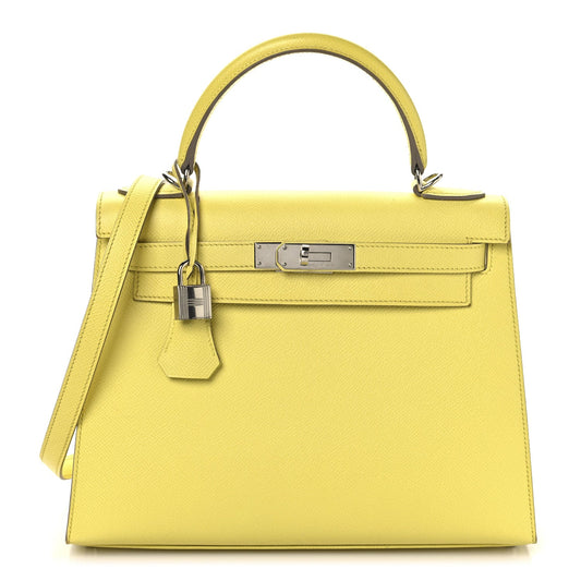 Hermes Epsom Kelly Sellier Soufre Handbag Travel Bag