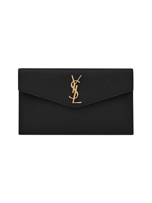 YSL Saint Laurent Saint Laurent Trending Uptown Grain De Poudre Leather Black Clutch Bag