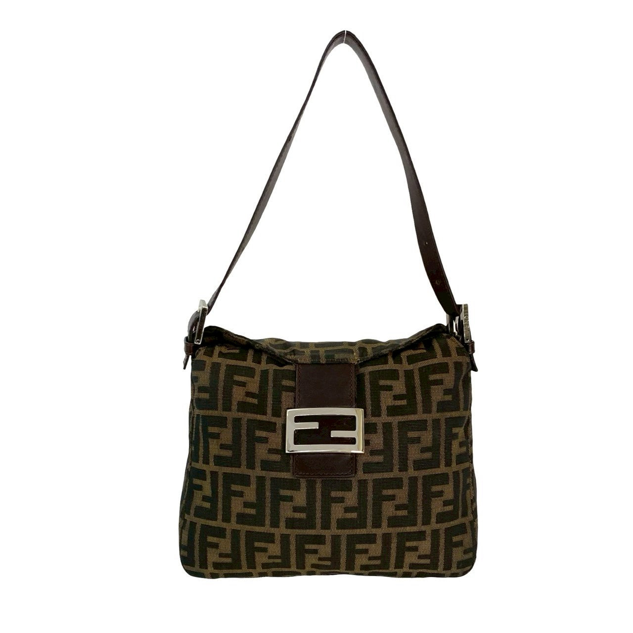 Fendi Mamma Baguette 2Way Bag Leather Canvas Shoulder Bag