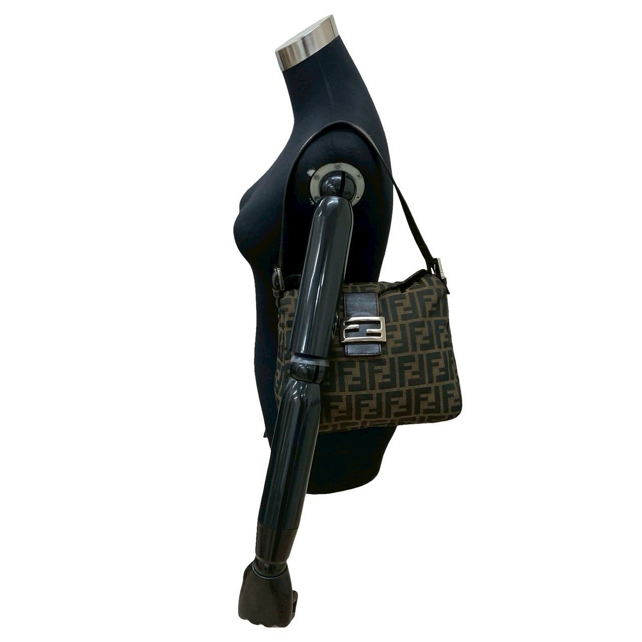 Fendi Mamma Baguette 2Way Bag Leather Canvas Shoulder Bag
