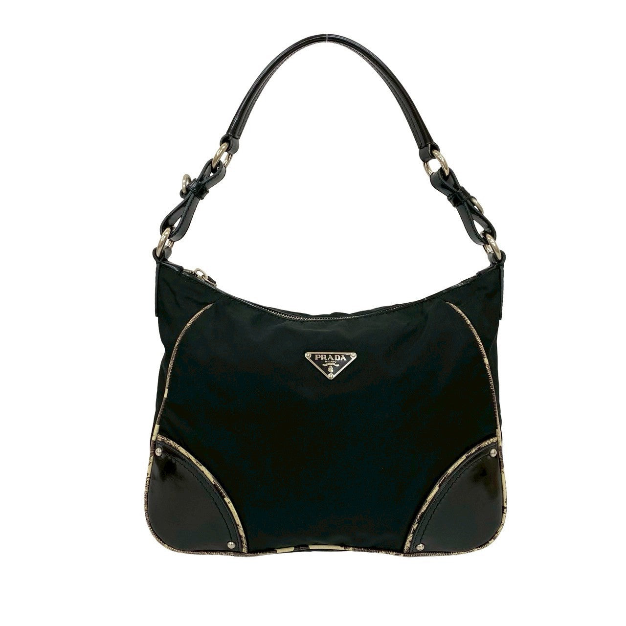Prada Triangle 2Way Shoulder Bag Handbag Leather Nylon Logo