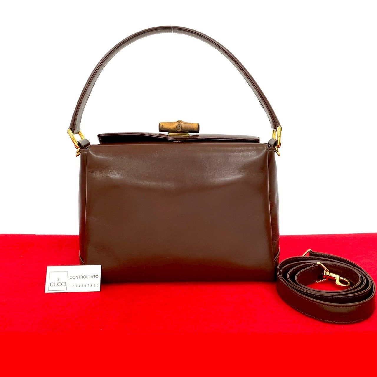 Gucci Bamboo 2Way Handbag Leather Travel Bag Handbag 14