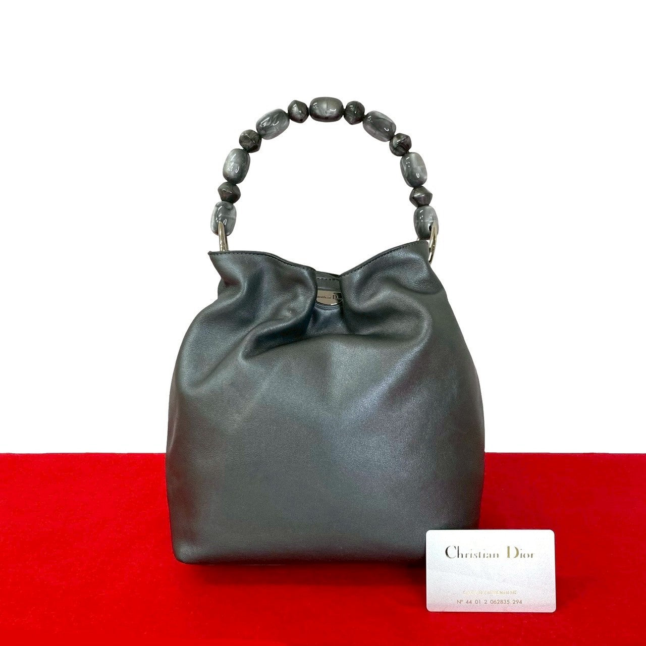 Dior Christian Maris Pearl Handbag Leather Travel Bag