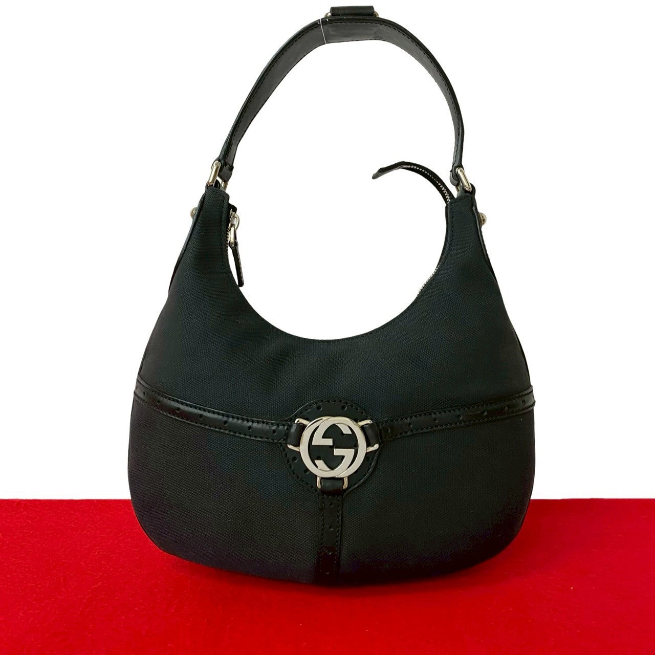 Gucci Shoulder Bag Leather Canvas 49