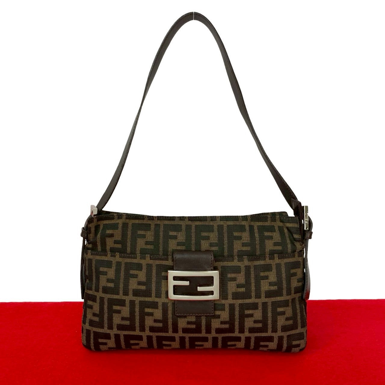 Fendi Zucca Shoulder Bag Leather Canvas Shoulder Bag 1