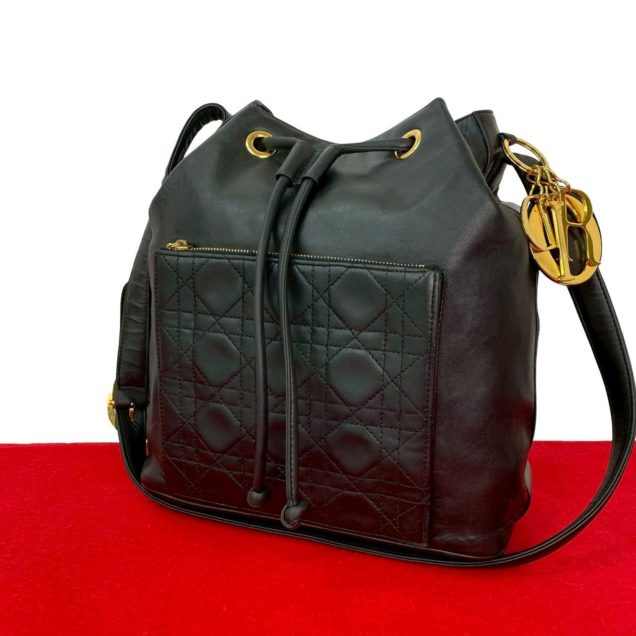Dior Christian Cannage Stitch Shoulder Bag Leather
