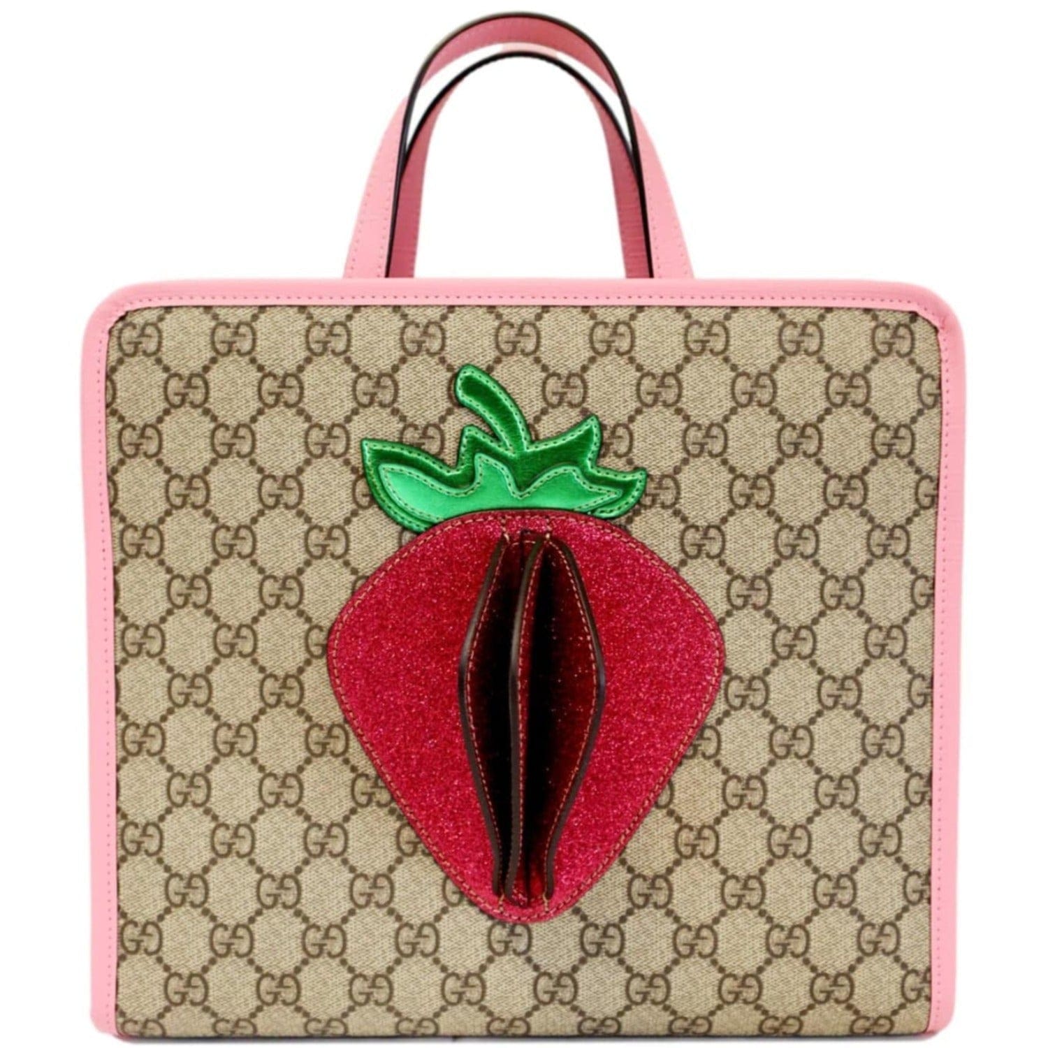 Gucci Kids Strawberry Supreme Tote Bag Canvas Beige