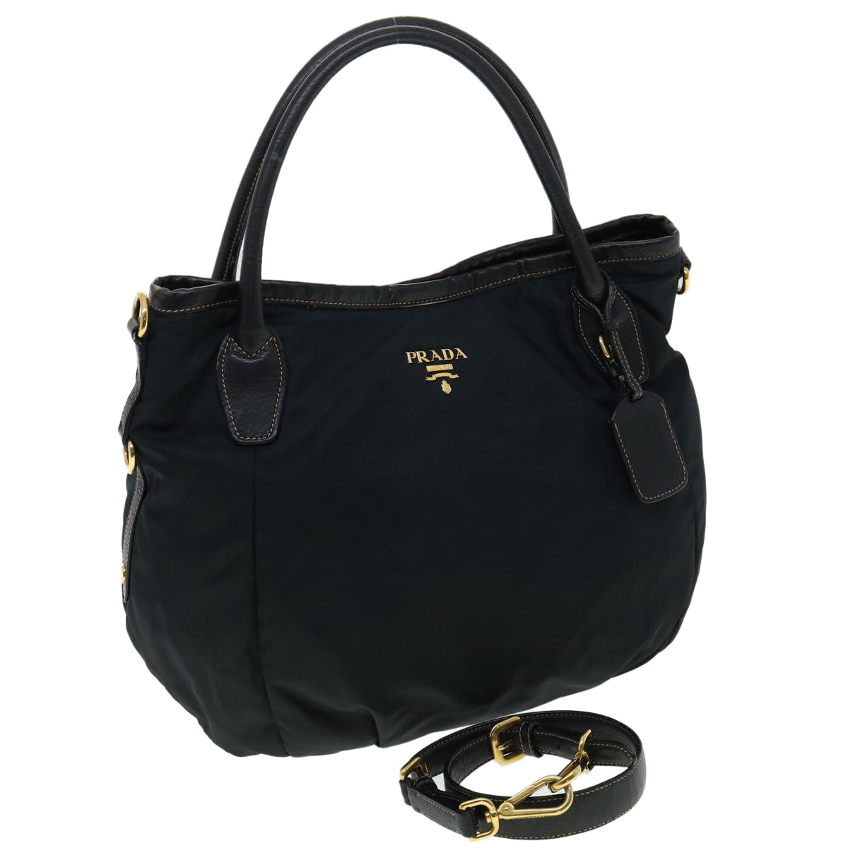 Prada Hand Bag 2Way Nylon Black Travel Bag 2Way Black Am3304