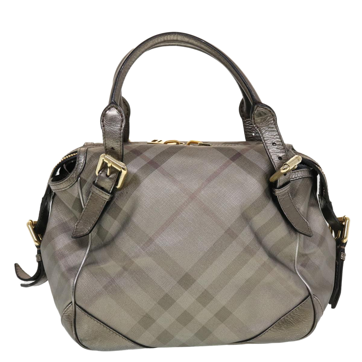Burberry Luxury Nova Check Shoulder Bag Auth Am4544 Leather Silver