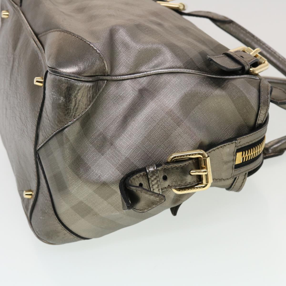 Burberry Luxury Nova Check Shoulder Bag Auth Am4544 Leather Silver