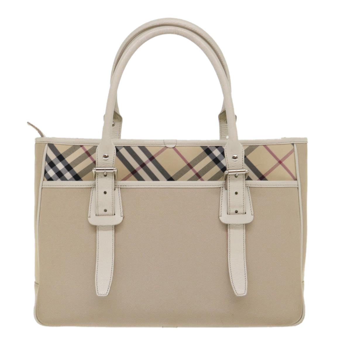 Burberry Luxury Nova Check Shoulder Bag Auth Am4592 Leather Nylon Beige
