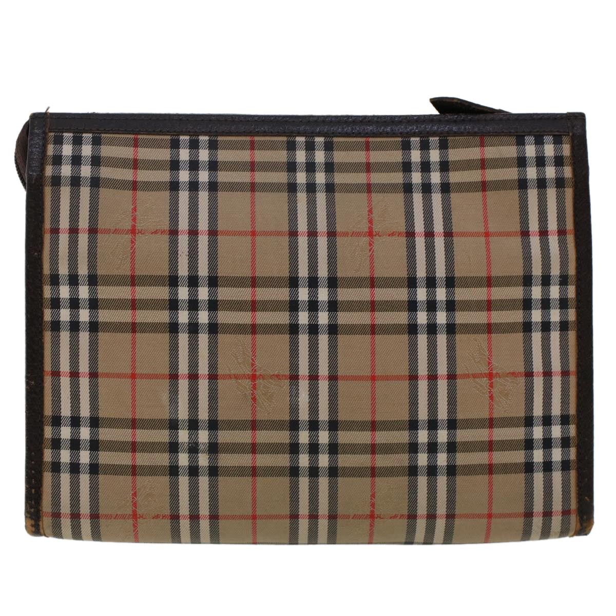 Burberry Luxury ss Nova Check Clutch Bag Auth Am4674 Leather Nylon Beige