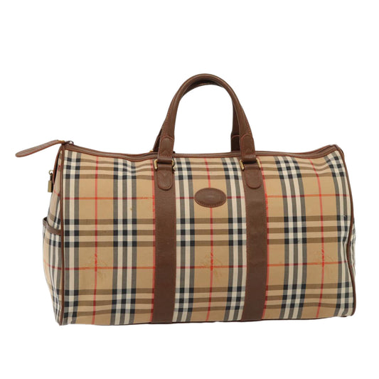 Burberry Luxury ss Nova Check Boston Bag Auth Am6446 Canvas Beige Travel Bag