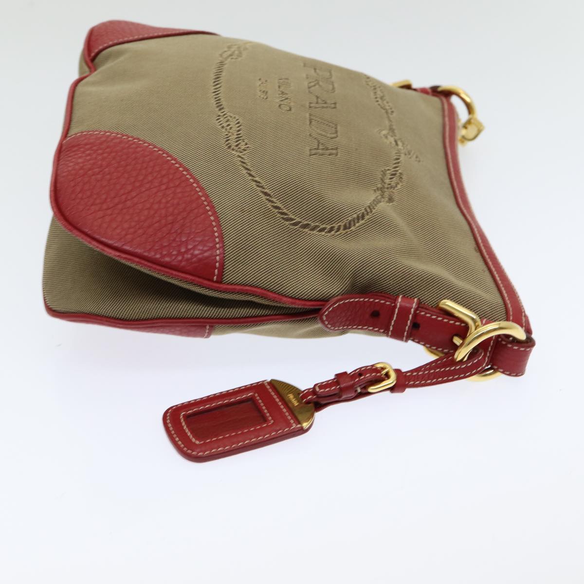 Prada Shoulder Bag Auth Canvas Beige Beige Auth Am6552