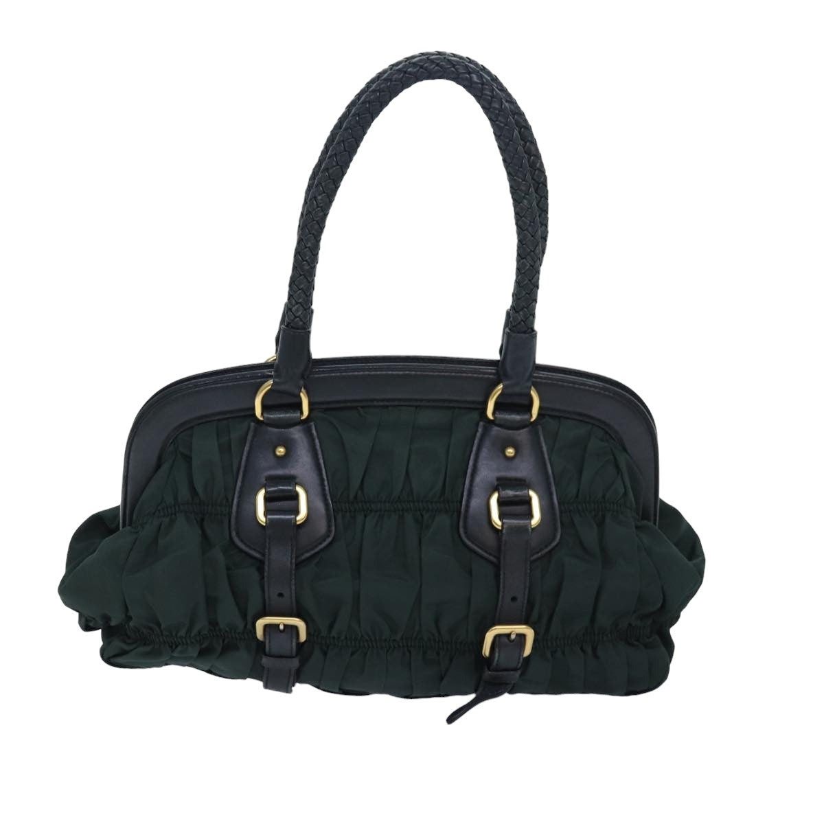 Prada Hand Bag Auth Nylon Green Travel Bag