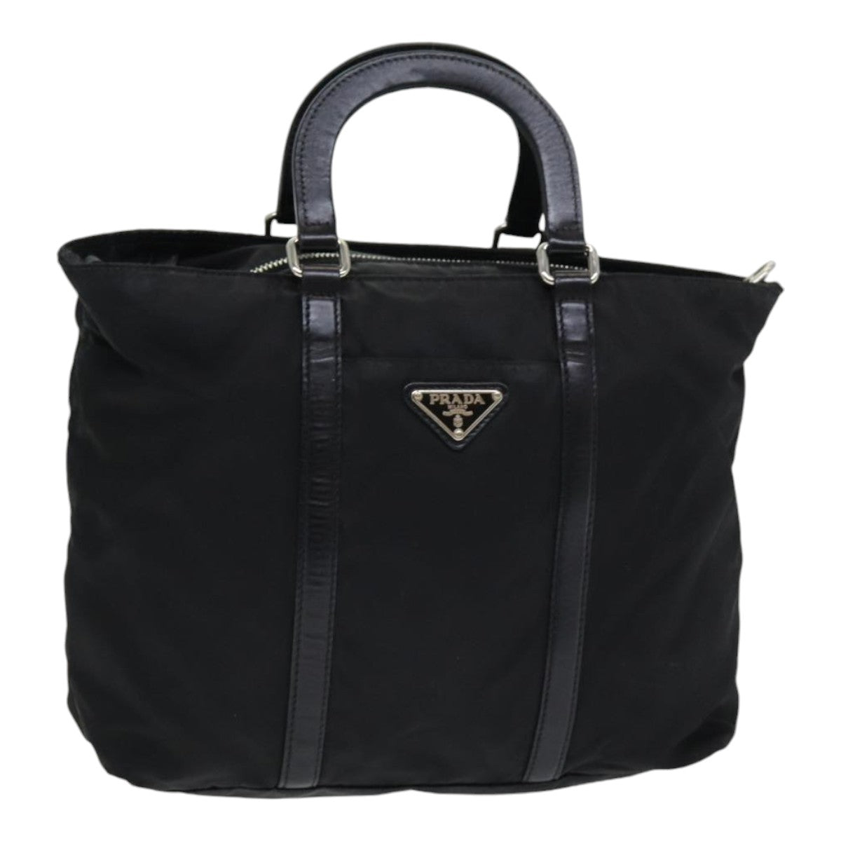 Prada Hand Bag Auth Nylon Black Travel Bag Black Auth Am6693