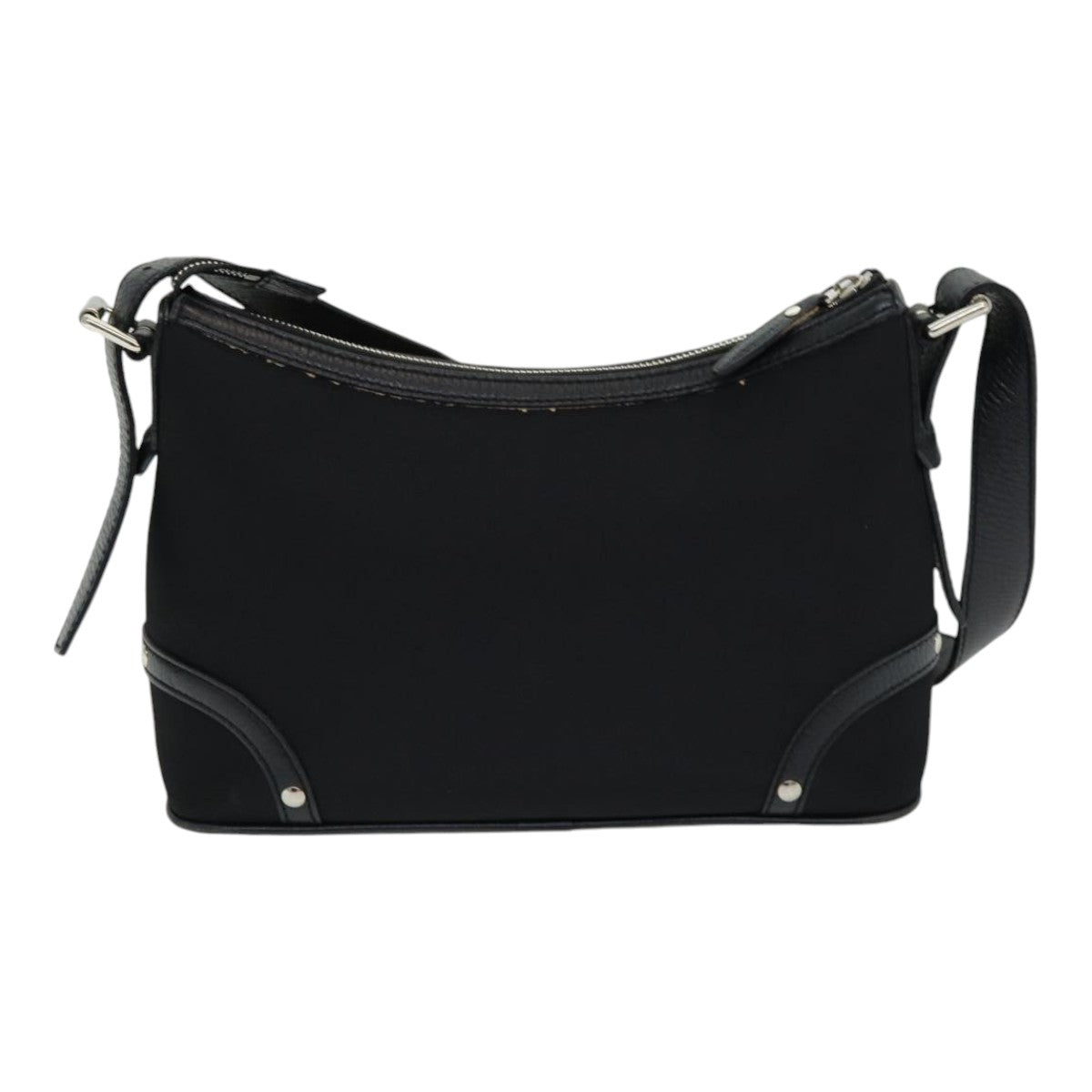 Burberry Luxury Nova Check Shoulder Bag Auth Am6696 Nylon Black Beige