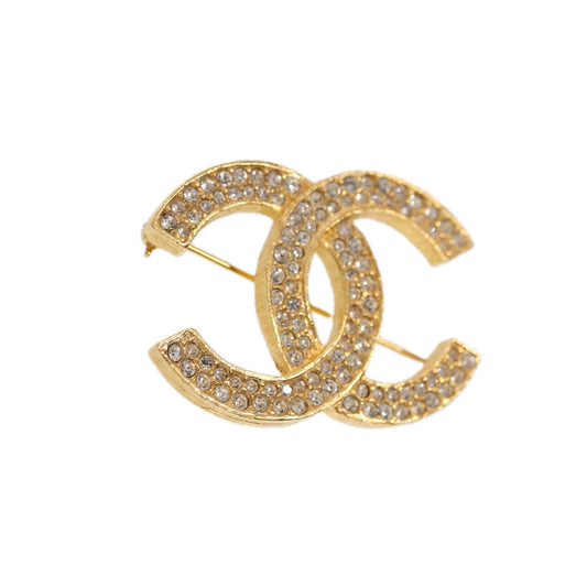 Chanel COCO Mark Brooch metal Gold CC Auth am