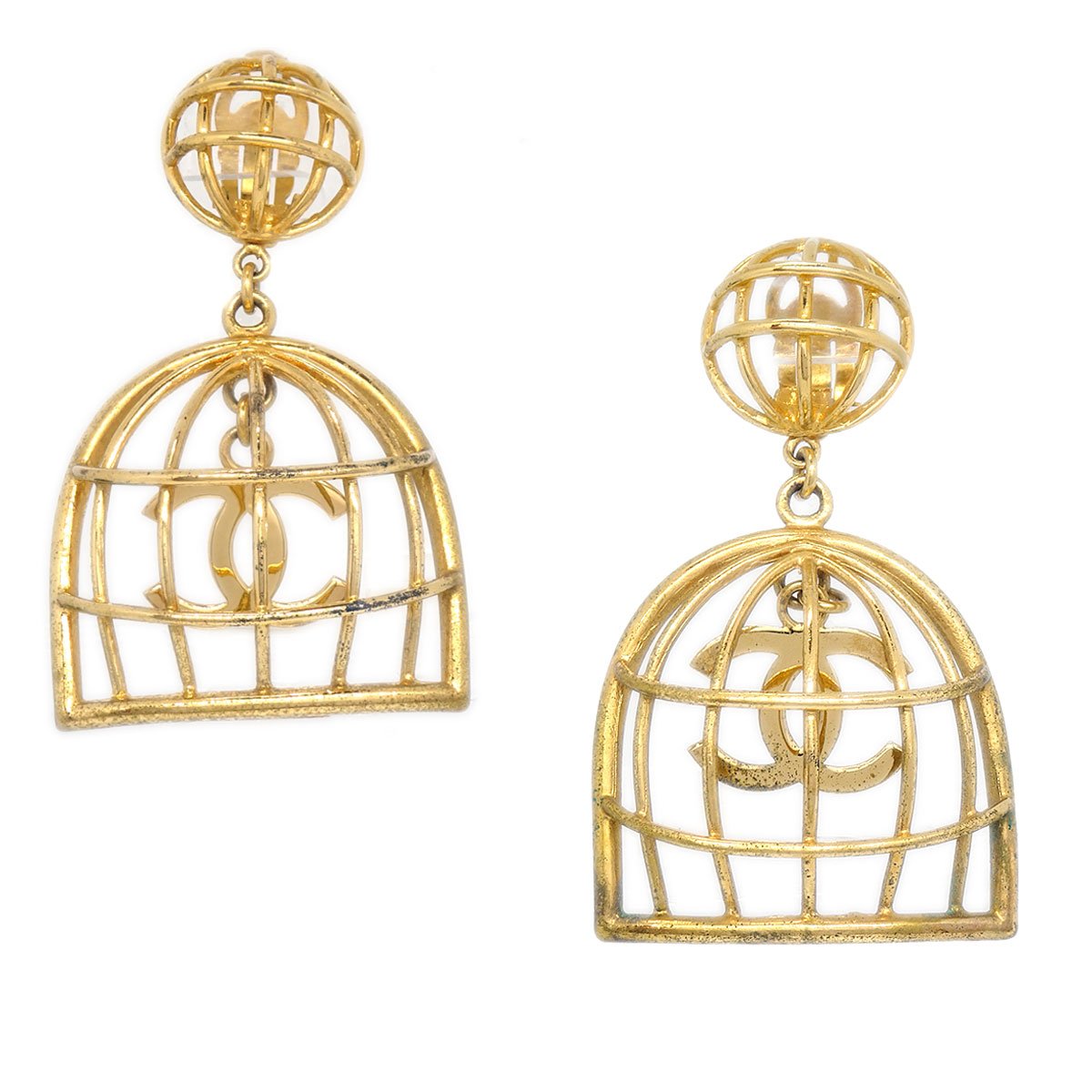 Chanel Birdcage Earrings Gold Clip-On Jewelry