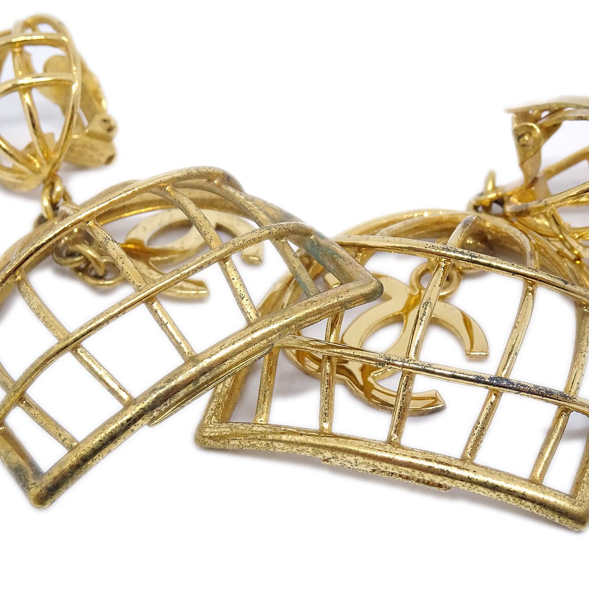 Chanel Birdcage Earrings Gold Clip-On Jewelry