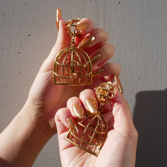 Chanel Birdcage Earrings Gold Clip-On Jewelry