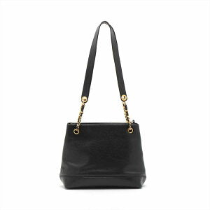 Chanel Coco Mark Caviar Skin Tote Bag Black Chain