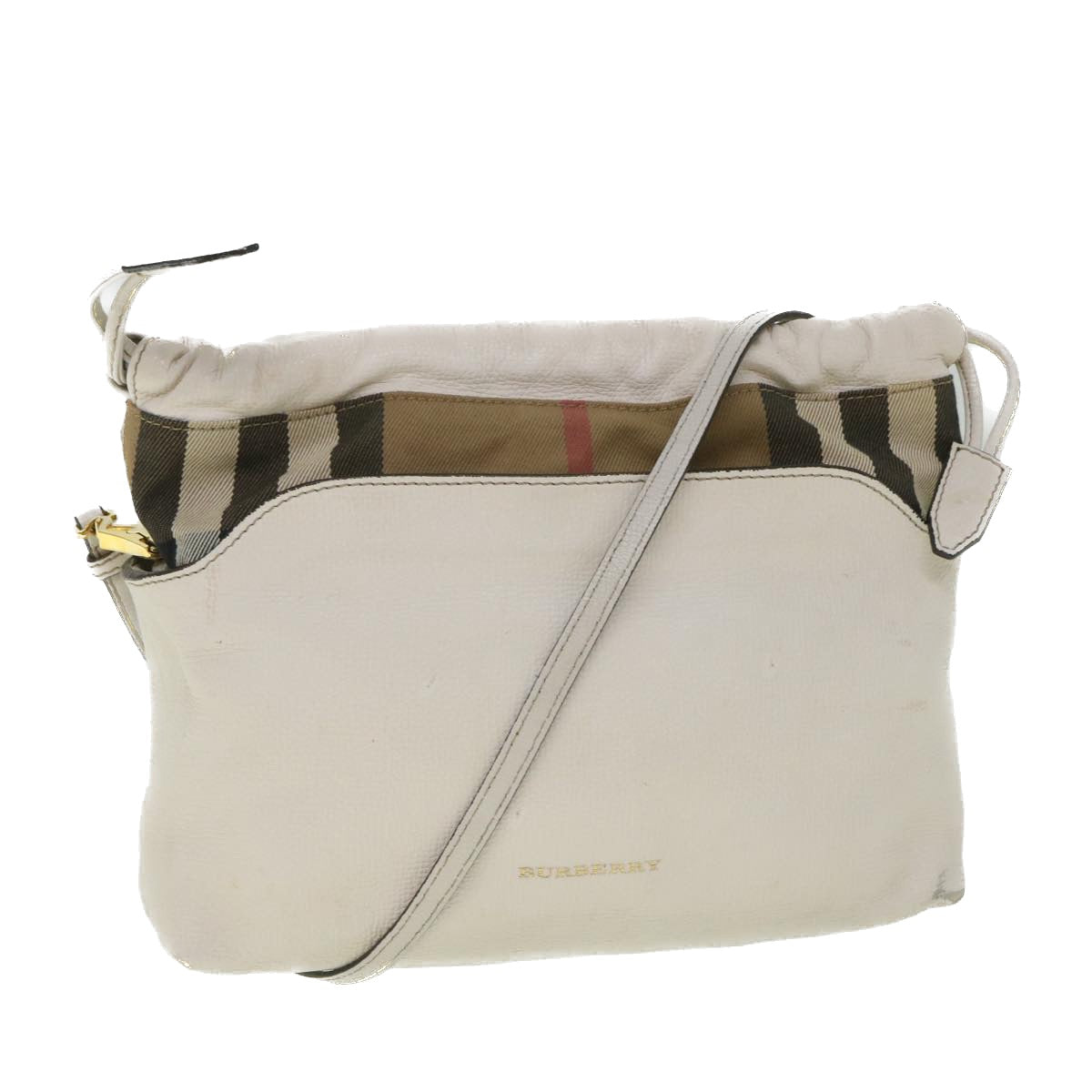Burberry Luxury Nova Check Shoulder Bag Auth Ar10452 Leather Beige