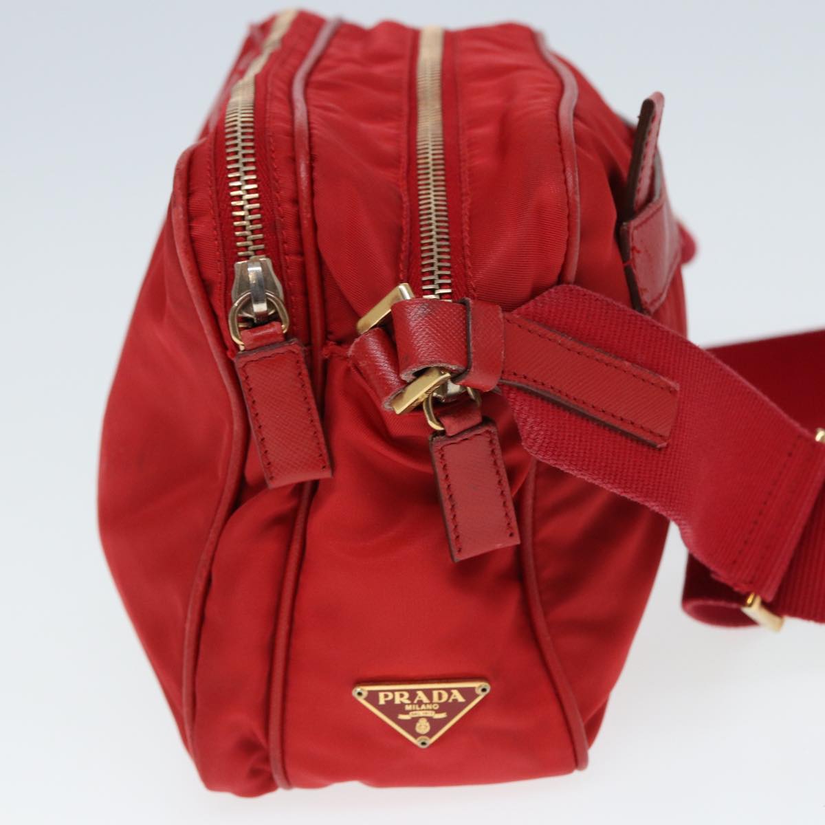 Prada Shoulder Bag Auth Nylon Red Red Auth Ar11981