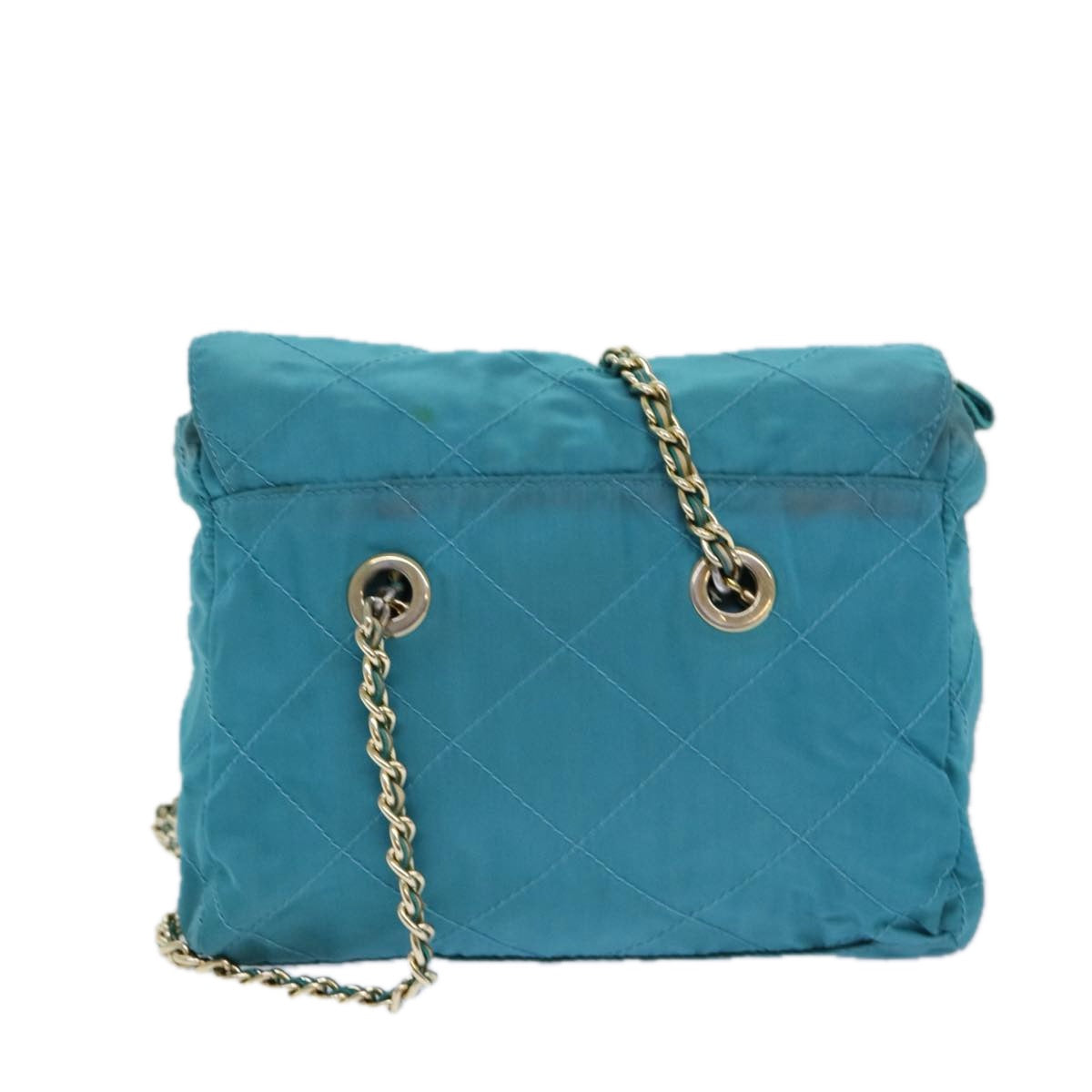 Prada Shoulder Bag Auth Nylon Blue Chain
