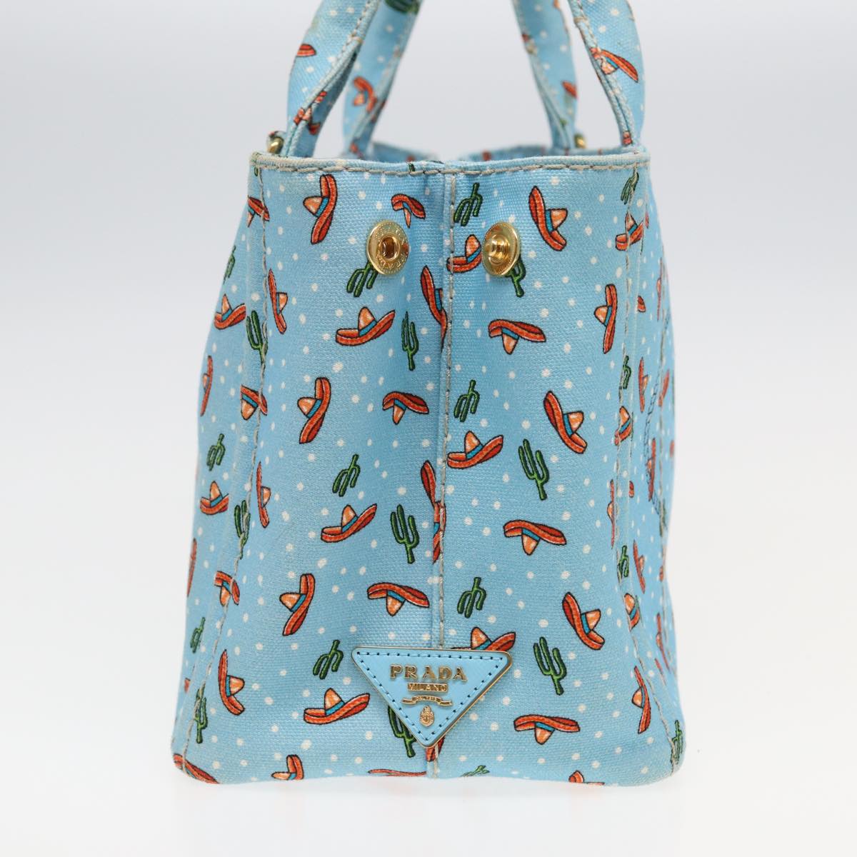 Prada Canapa Pm Hand Bag 2Way Auth Canvas Blue Travel Bag Blue Auth Ar12143