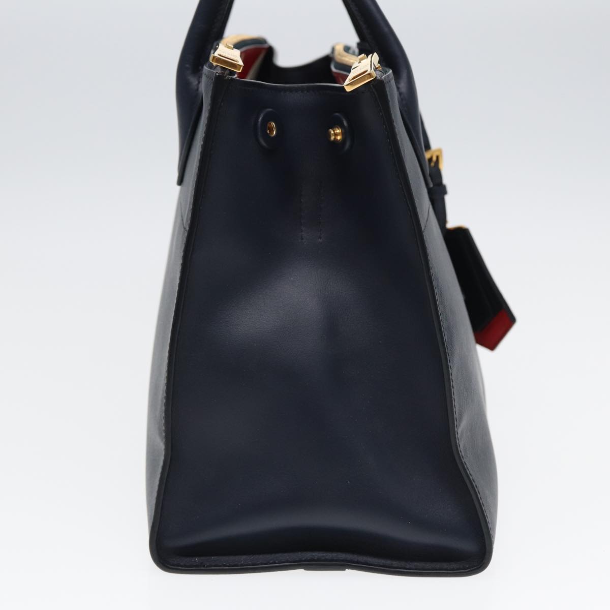 Prada Hand Bag Safiano 2Way Auth Leather Navy Travel Bag