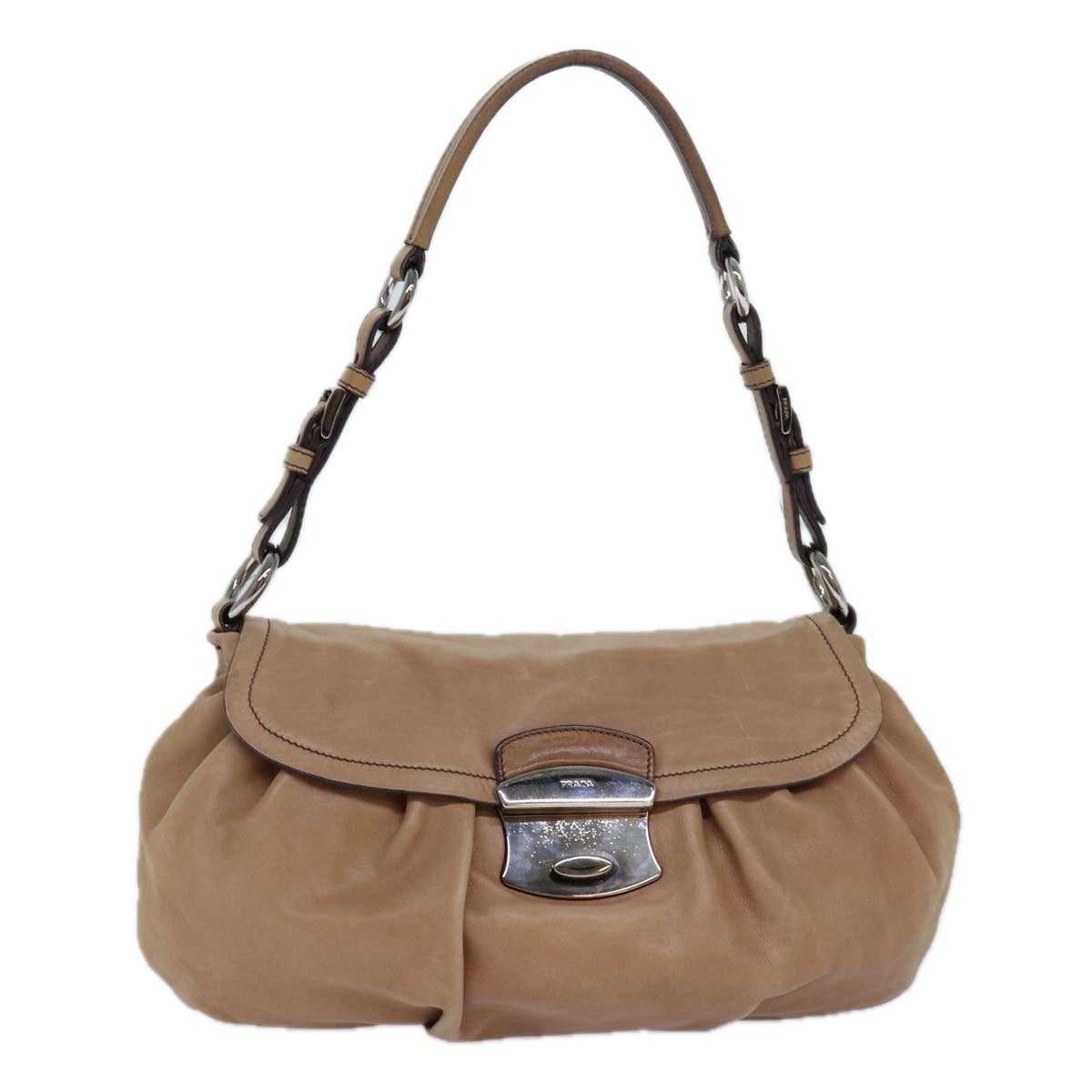 Prada Shoulder Bag Auth Leather Brown