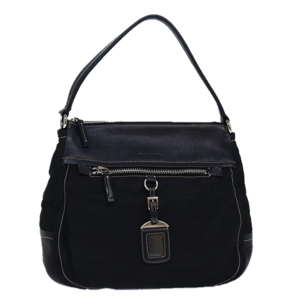 Prada Shoulder Bag Auth Nylon Black Black Auth Ar12277