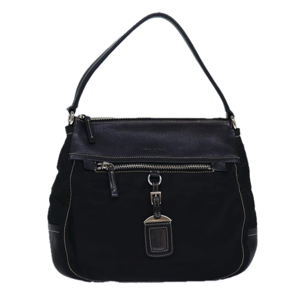 Prada Shoulder Bag Auth Nylon Black Black Auth Ar12277