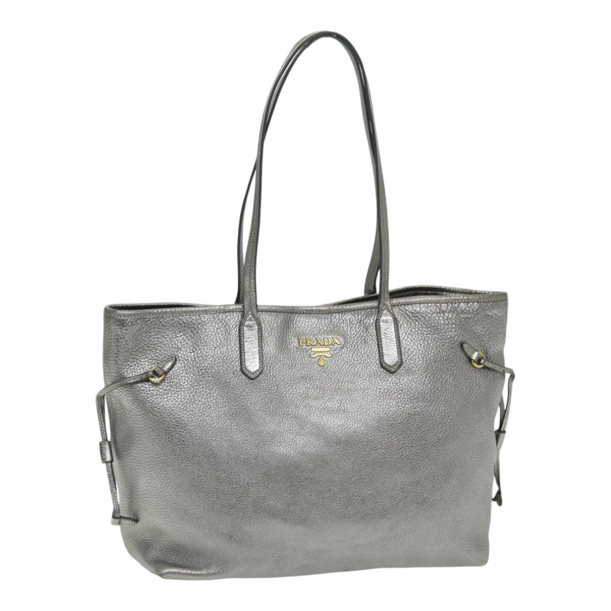 Prada Tote Bag Tone Auth Leather Gold