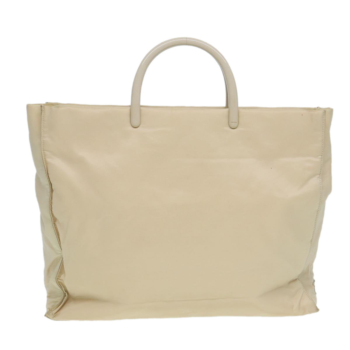 Prada Hand Bag Auth Nylon Beige Travel Bag Beige Auth Ar12298