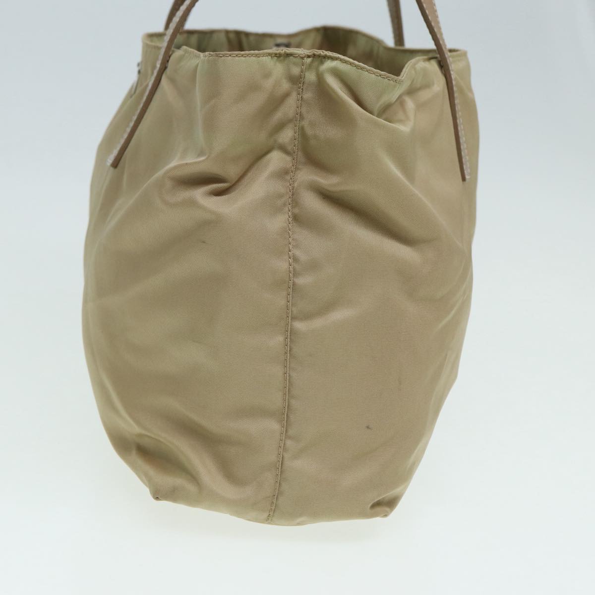 Prada Tote Bag Auth Nylon Beige Silver Silver Auth Ar12356