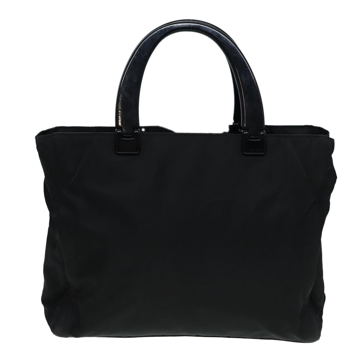 Prada Hand Bag Auth Nylon Black Silver Travel Bag Silver Auth Ar12363
